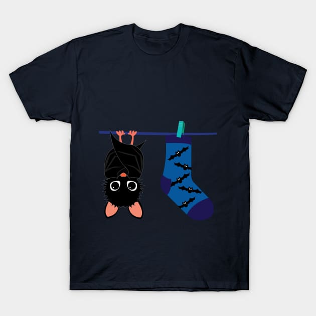 bat cat socks T-Shirt by Brash Ideas